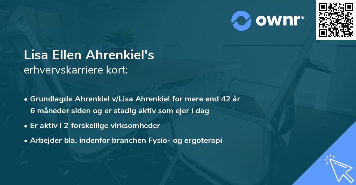 Lisa Ellen Ahrenkiel's erhvervskarriere kort