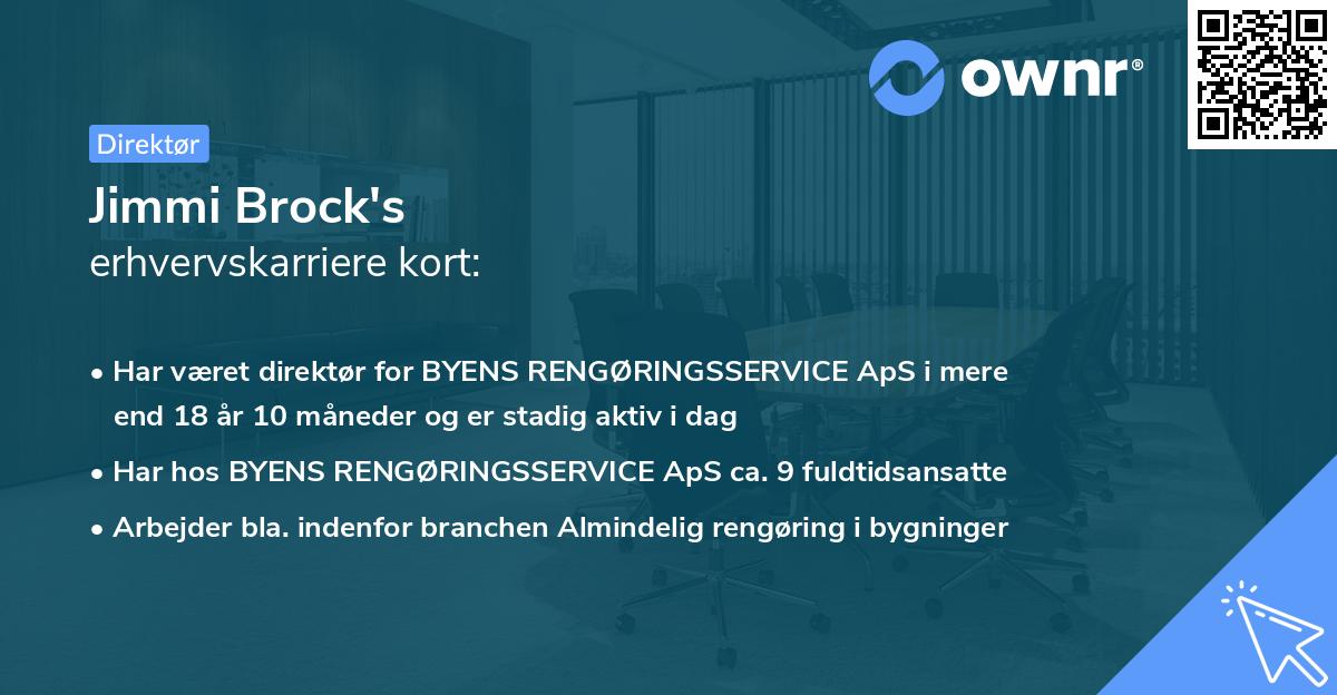 Jimmi Brock's erhvervskarriere kort