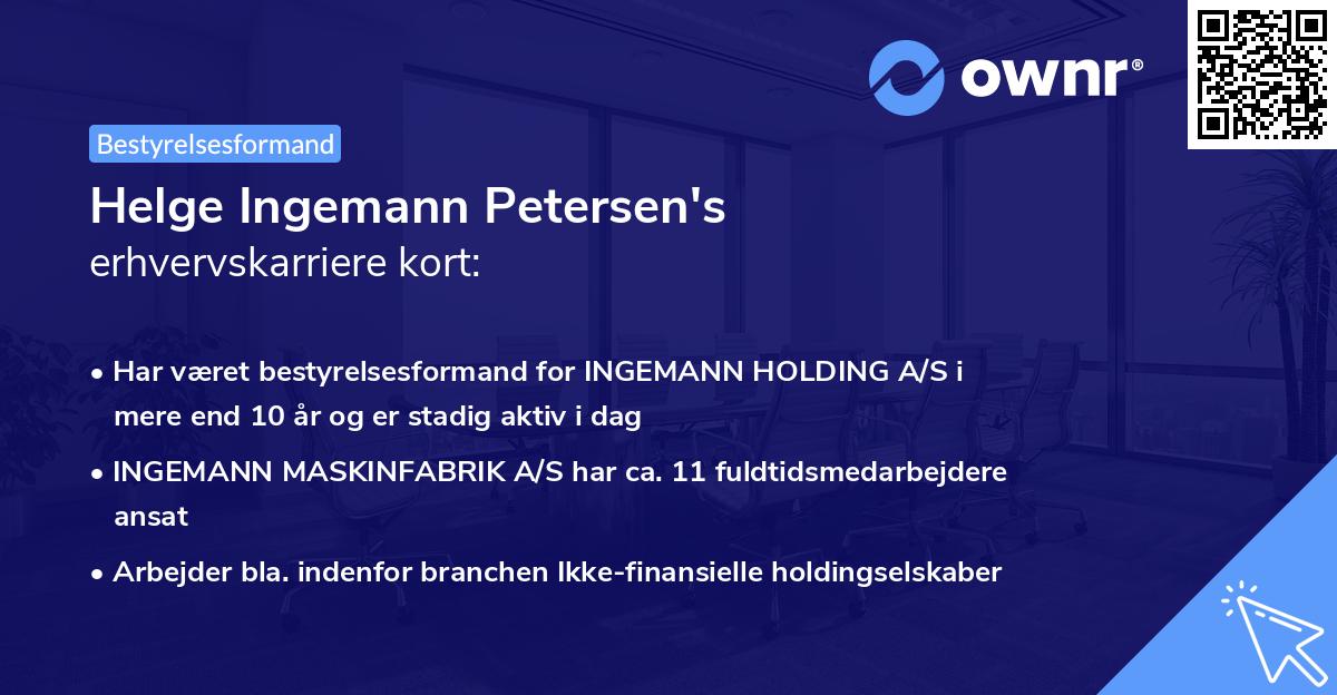 Helge Ingemann Petersen's erhvervskarriere kort