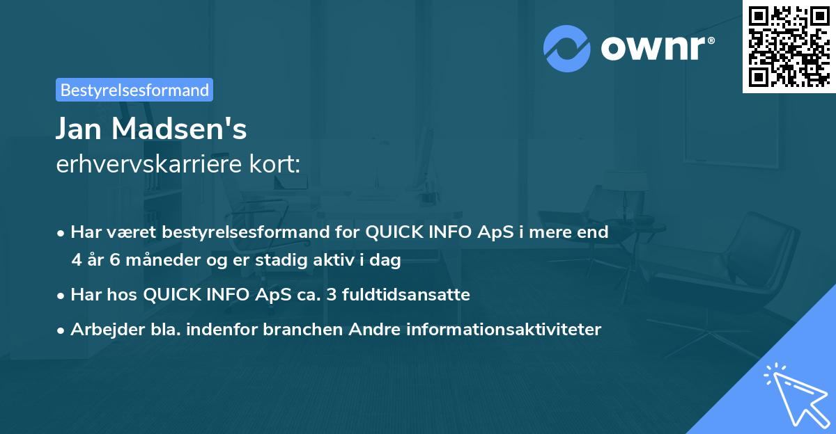 Jan Madsen's erhvervskarriere kort