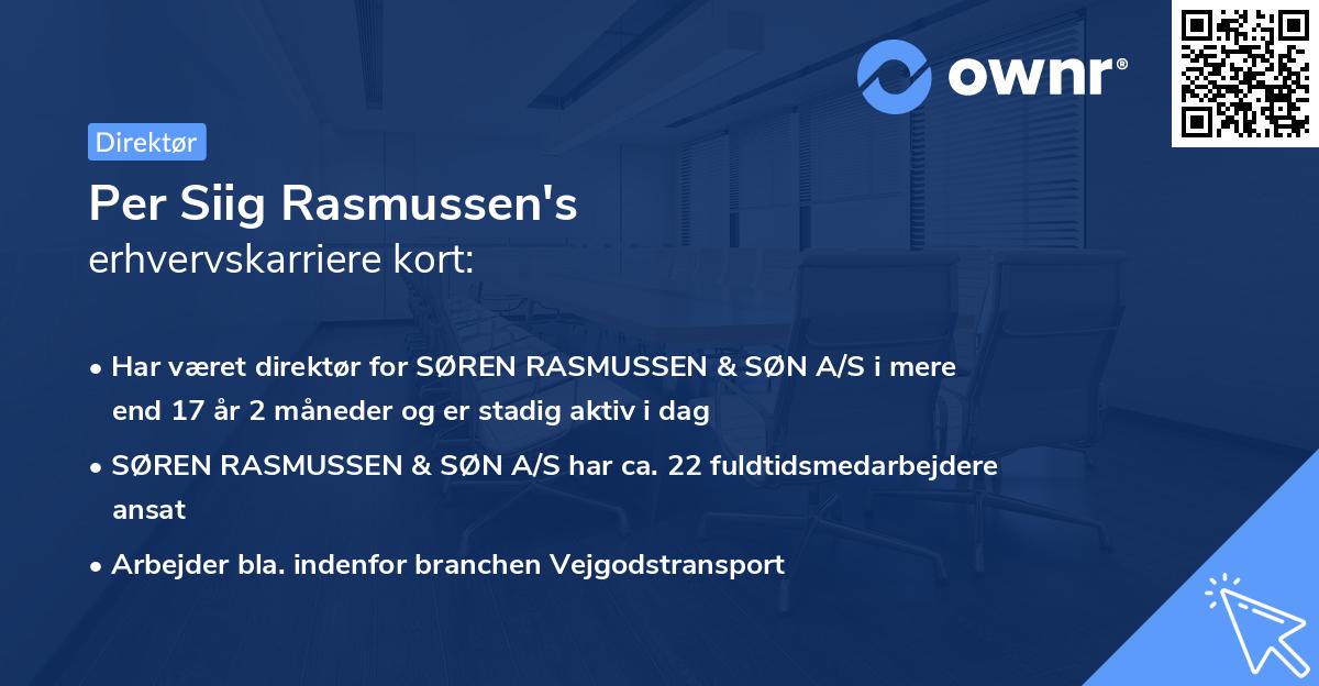 Per Siig Rasmussen's erhvervskarriere kort