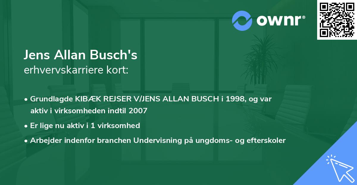 Jens Allan Busch's erhvervskarriere kort