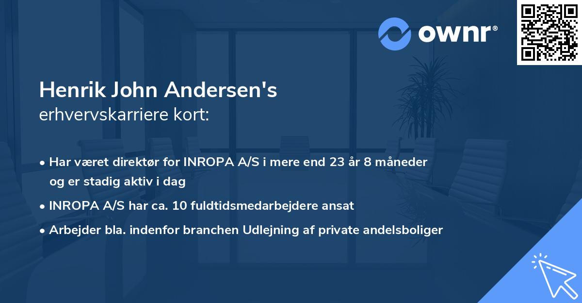 Henrik John Andersen's erhvervskarriere kort