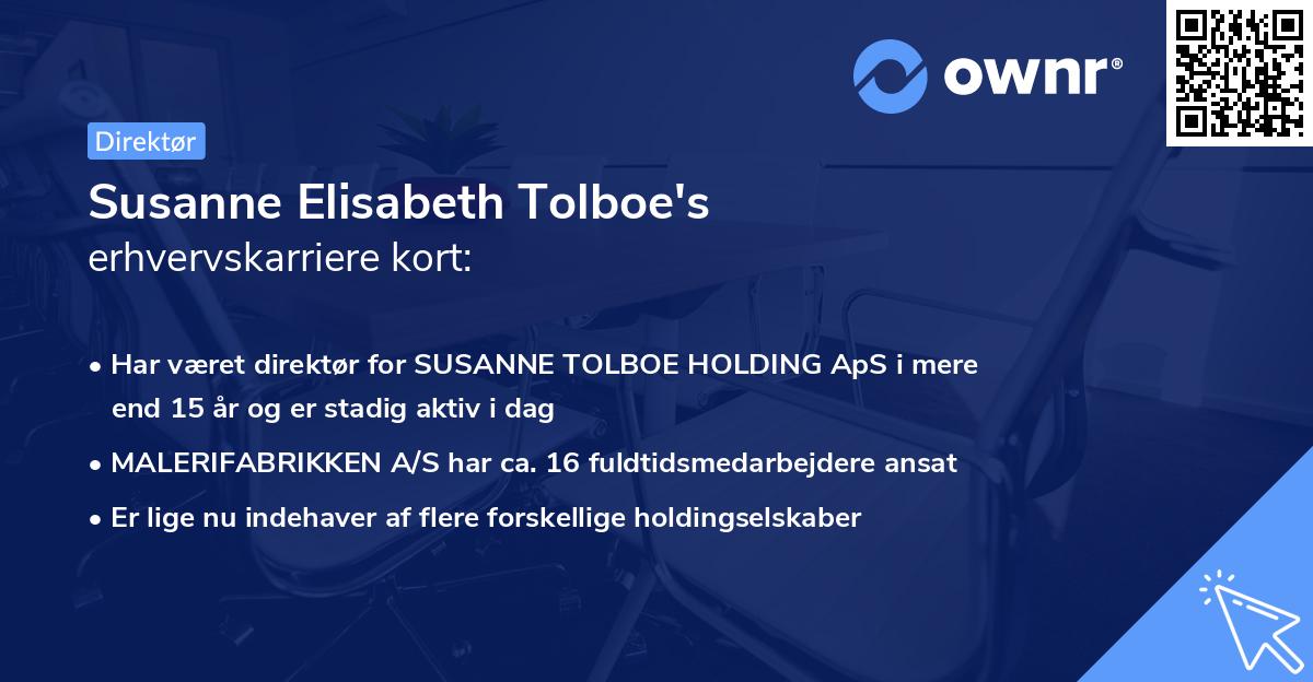 Susanne Elisabeth Tolboe's erhvervskarriere kort