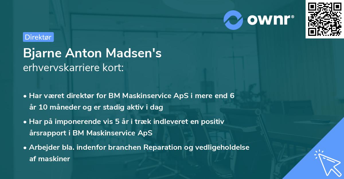 Bjarne Anton Madsen's erhvervskarriere kort