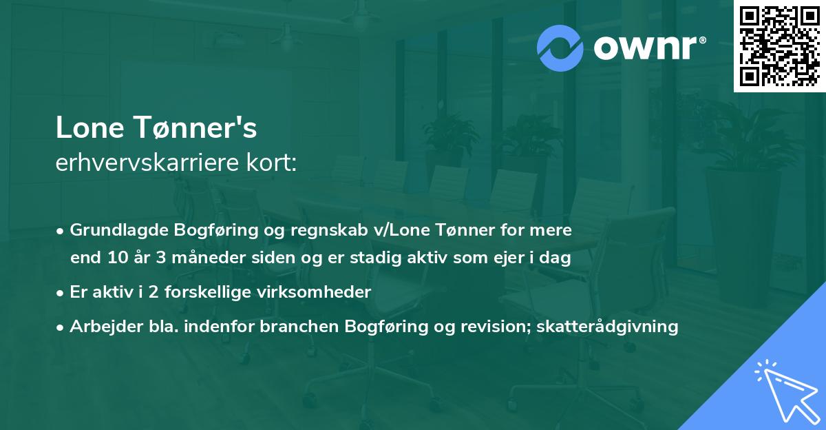 Lone Tønner's erhvervskarriere kort