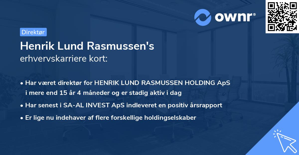 Henrik Lund Rasmussen's erhvervskarriere kort