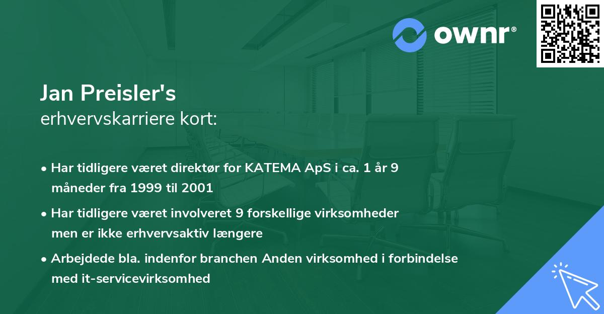 Jan Preisler's erhvervskarriere kort