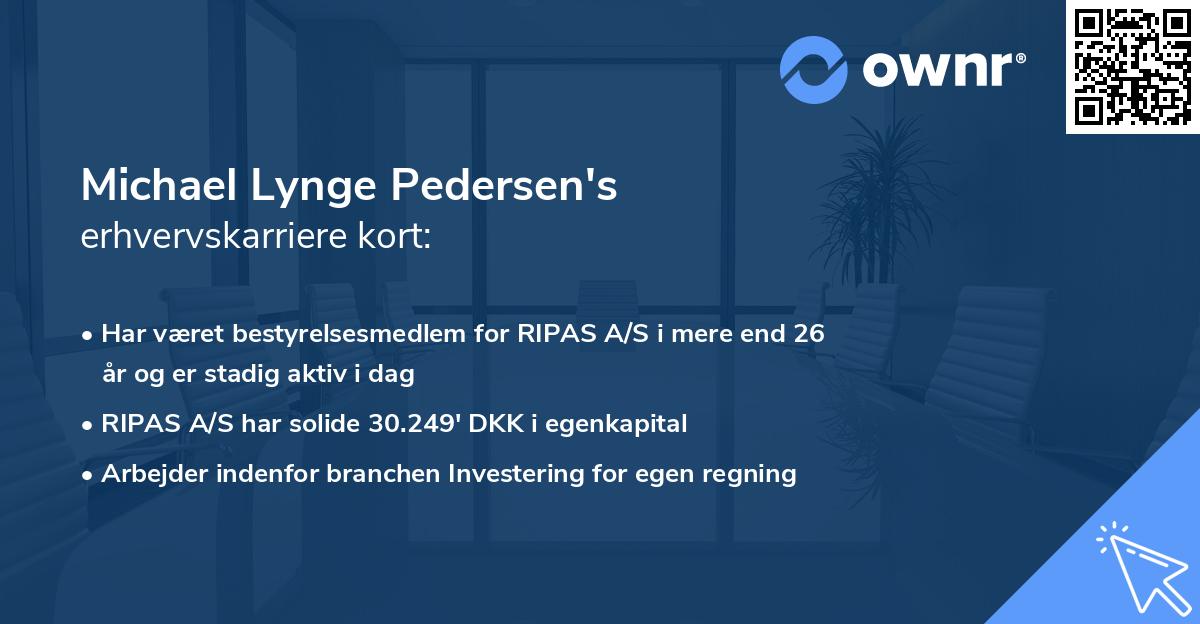 Michael Lynge Pedersen's erhvervskarriere kort