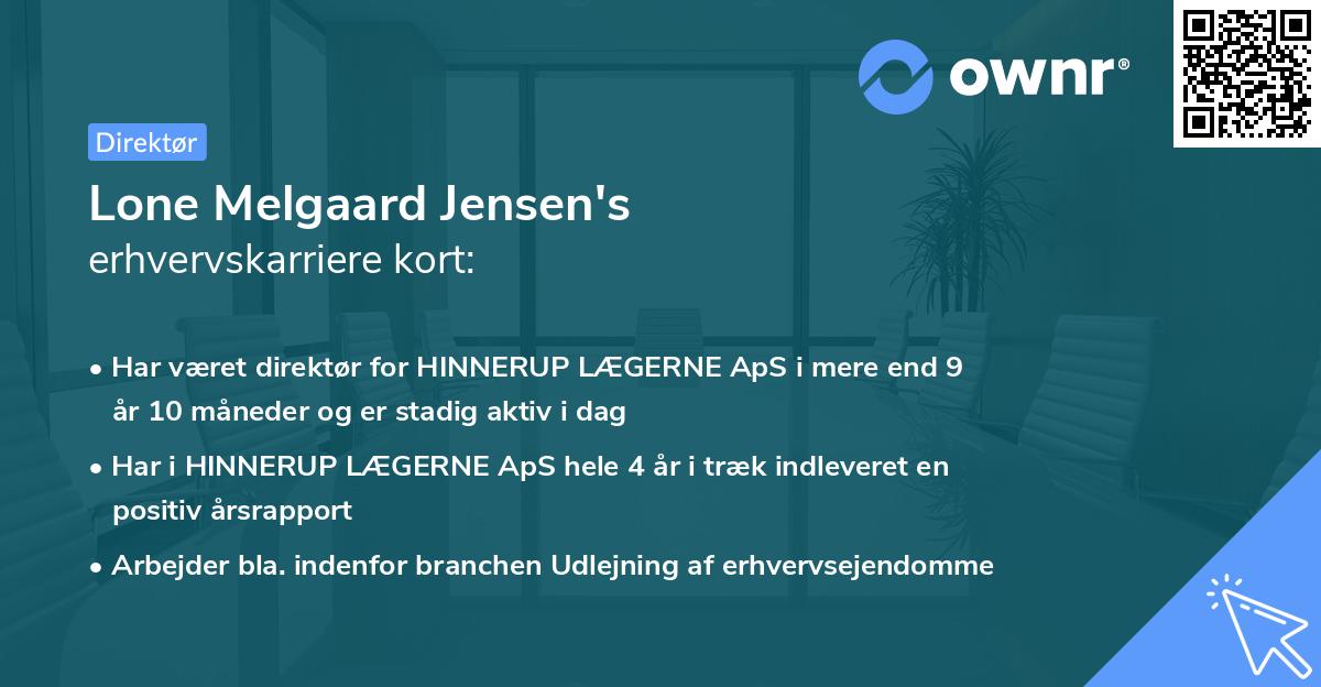 Lone Melgaard Jensen's erhvervskarriere kort