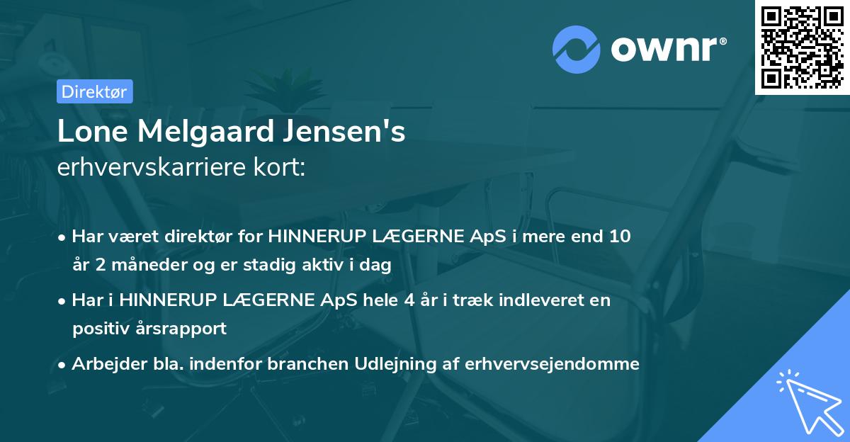 Lone Melgaard Jensen's erhvervskarriere kort