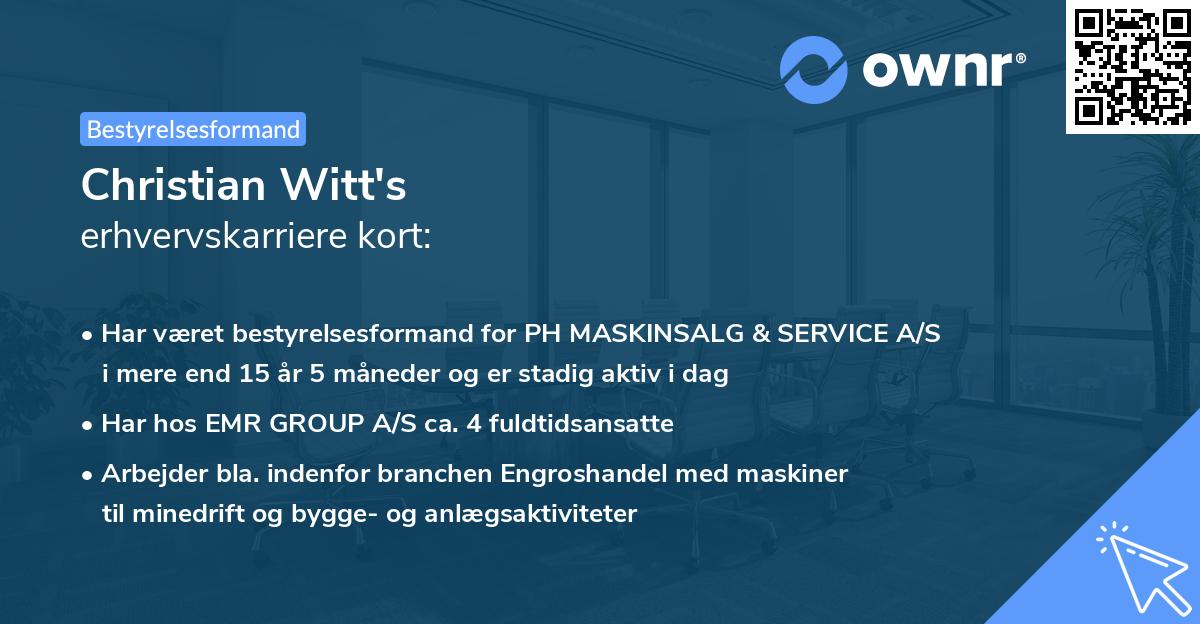 Christian Witt's erhvervskarriere kort