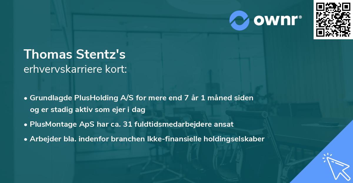 Thomas Stentz's erhvervskarriere kort