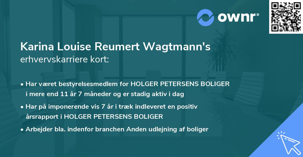 Karina Louise Reumert Wagtmann's erhvervskarriere kort