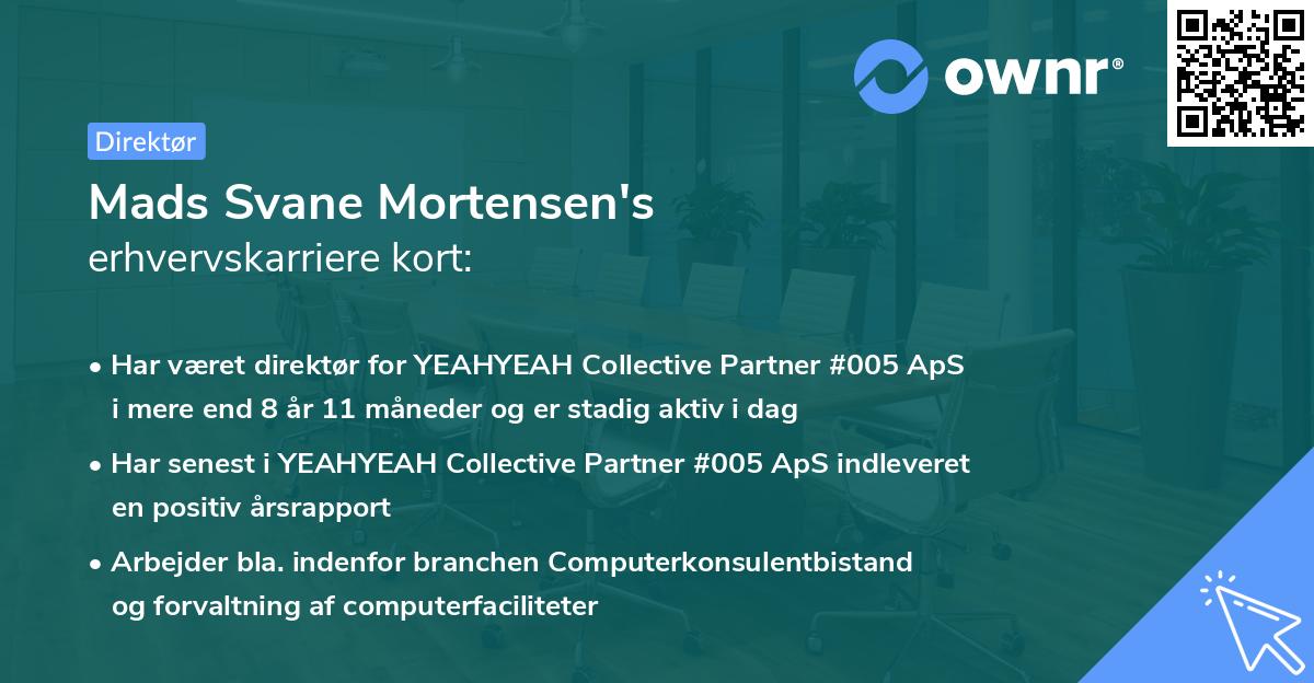 Mads Svane Mortensen's erhvervskarriere kort