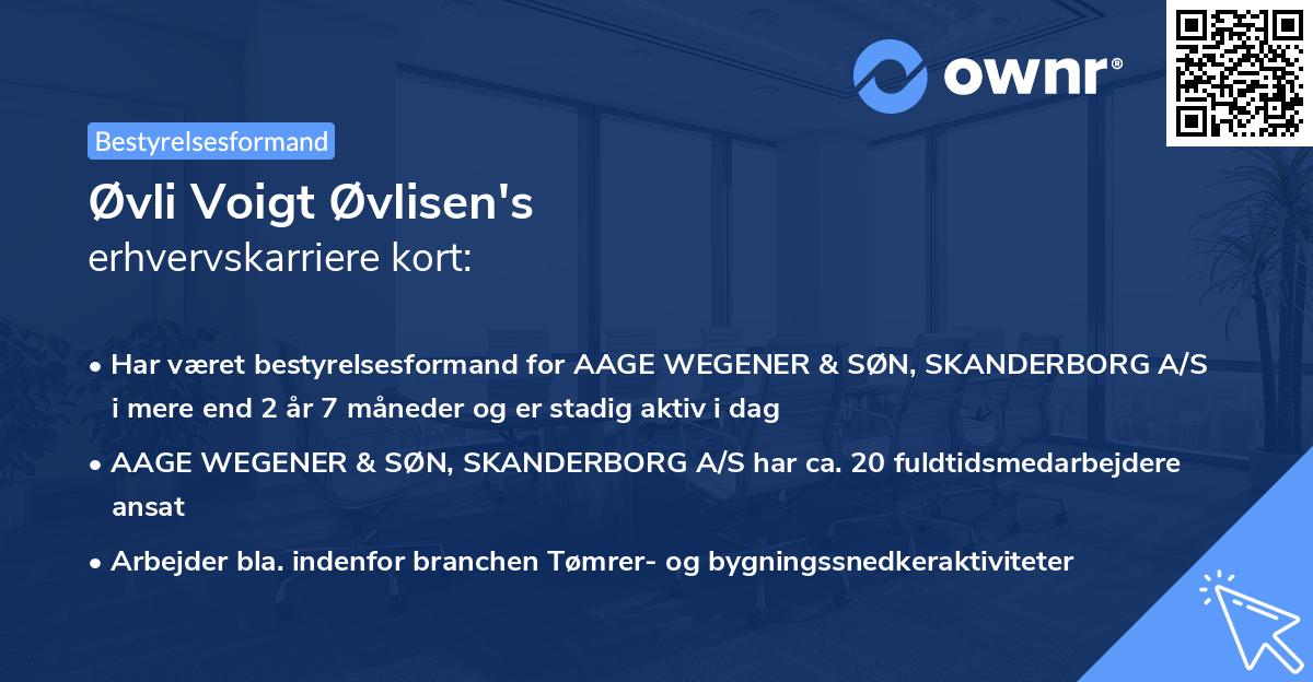 Øvli Voigt Øvlisen's erhvervskarriere kort