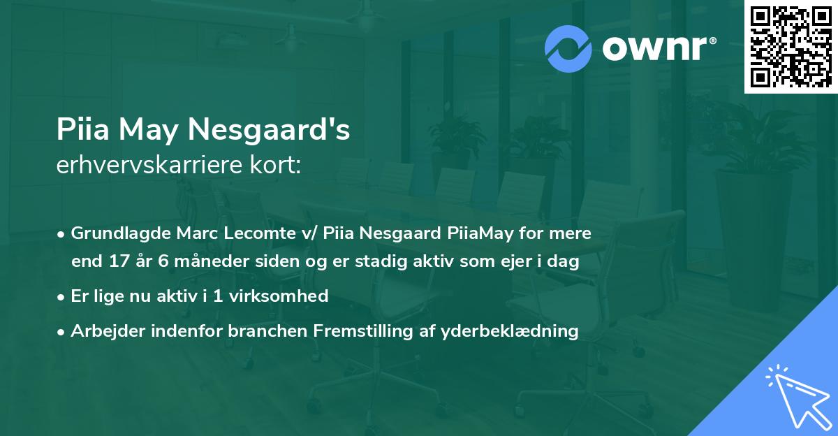 Piia May Nesgaard's erhvervskarriere kort