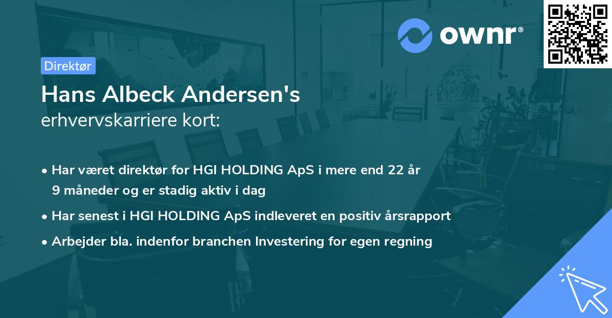 Hans Albeck Andersen's erhvervskarriere kort