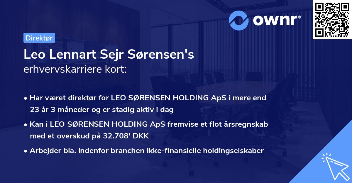 Leo Lennart Sejr Sørensen's erhvervskarriere kort