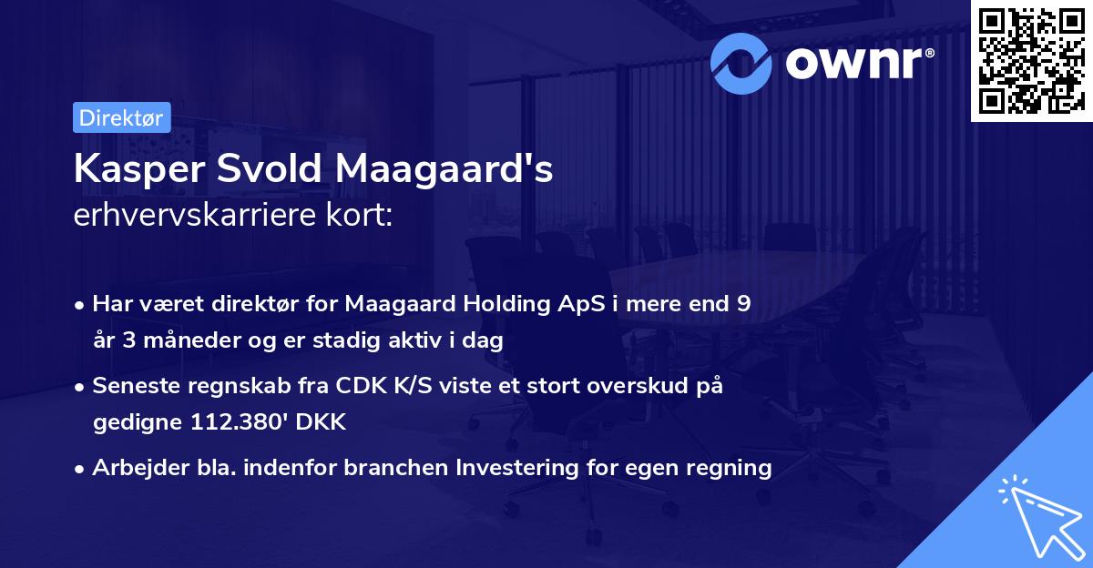 Kasper Svold Maagaard's erhvervskarriere kort