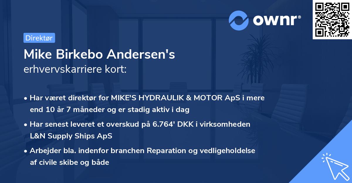 Mike Birkebo Andersen's erhvervskarriere kort