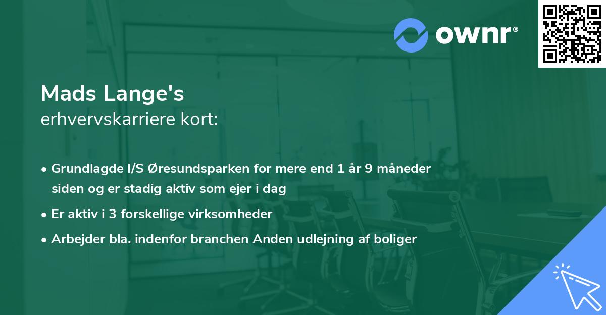 Mads Lange's erhvervskarriere kort