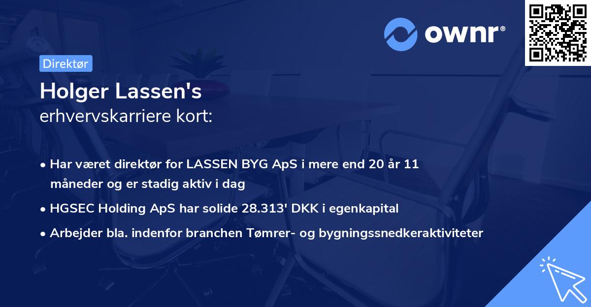 Holger Lassen's erhvervskarriere kort