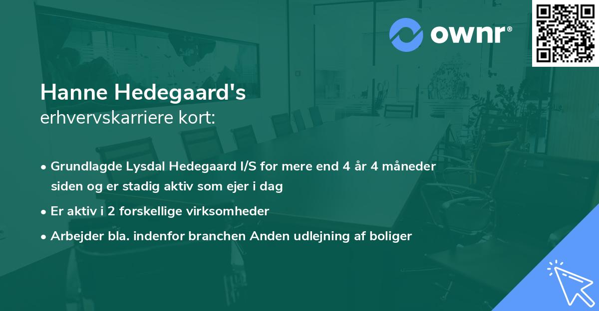 Hanne Hedegaard's erhvervskarriere kort