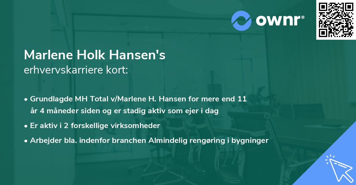 Marlene Holk Hansen's erhvervskarriere kort