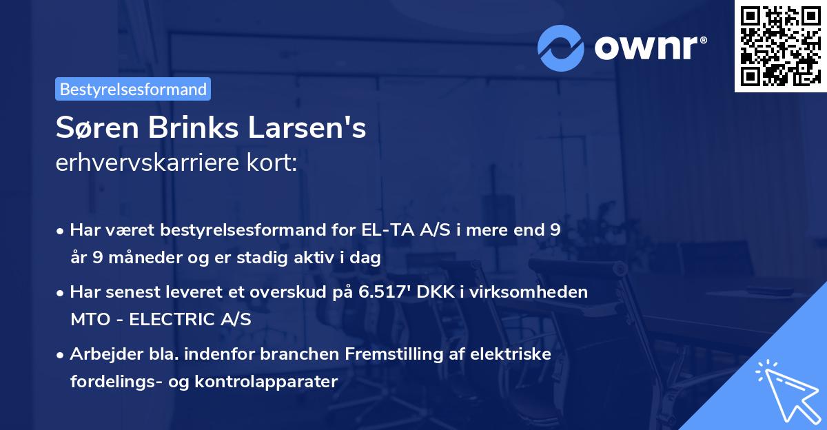 Søren Brinks Larsen's erhvervskarriere kort