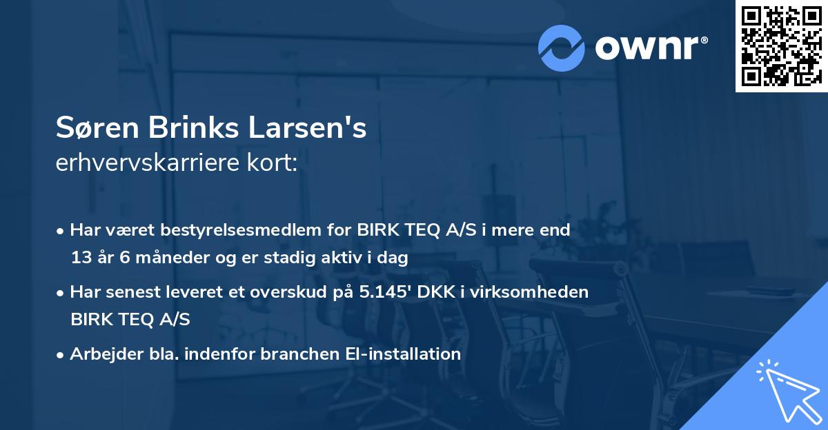 Søren Brinks Larsen's erhvervskarriere kort