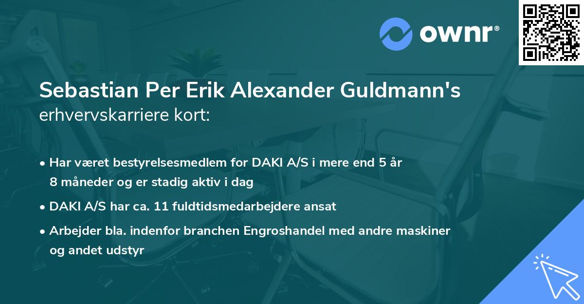 Sebastian Per Erik Alexander Guldmann's erhvervskarriere kort