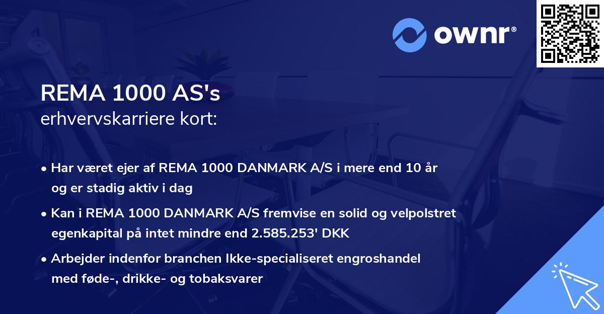 REMA 1000 AS's erhvervskarriere kort