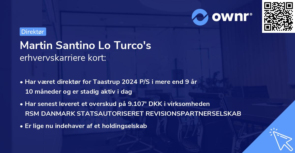 Martin Santino Lo Turco's erhvervskarriere kort