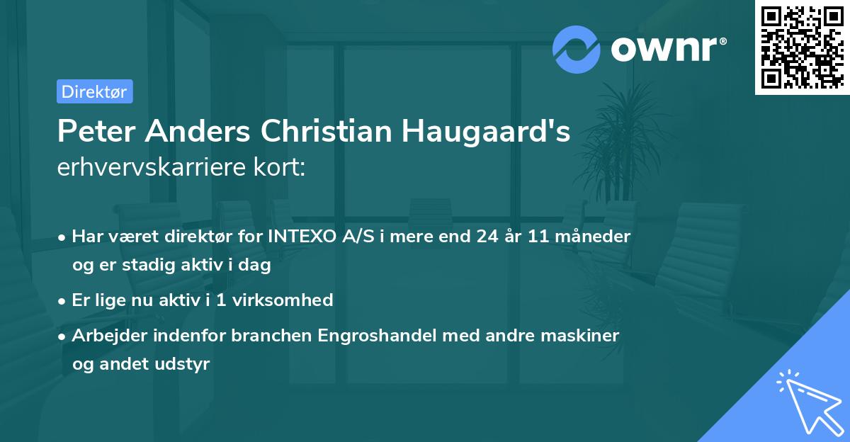 Peter Anders Christian Haugaard's erhvervskarriere kort