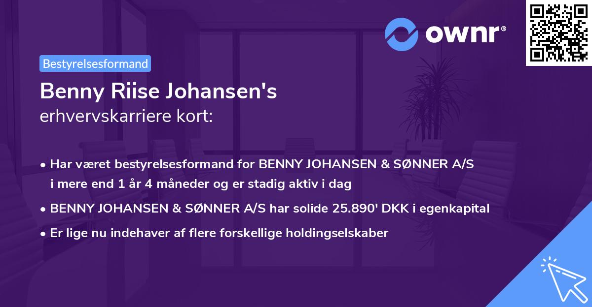 Benny Riise Johansen's erhvervskarriere kort