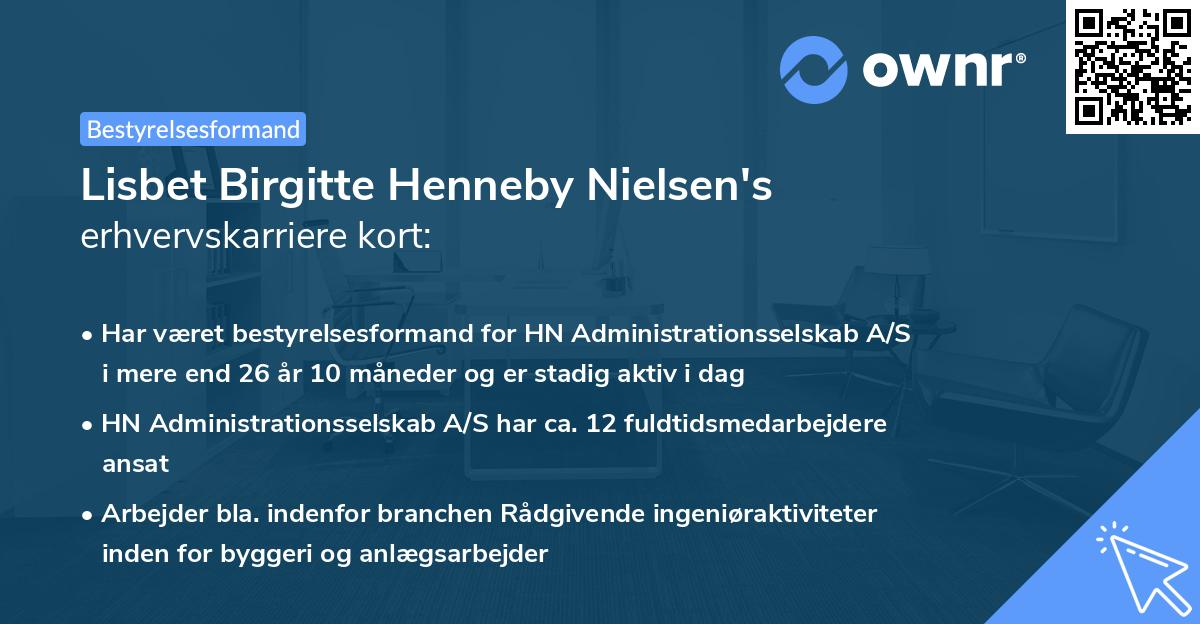 Lisbet Birgitte Henneby Nielsen's erhvervskarriere kort
