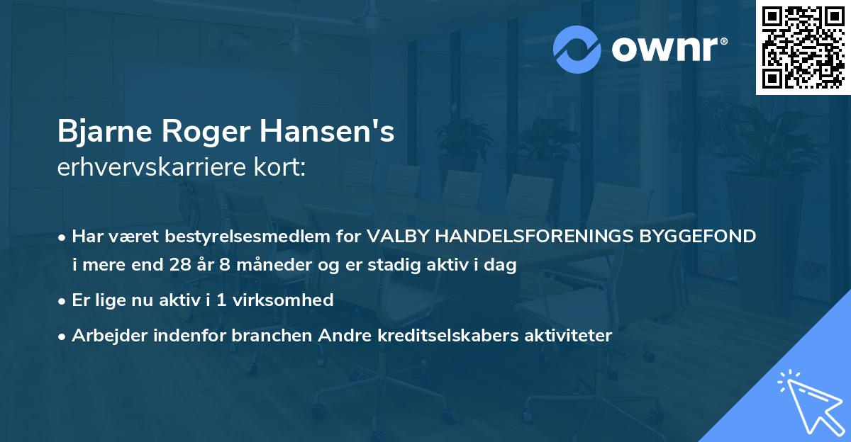 Bjarne Roger Hansen's erhvervskarriere kort