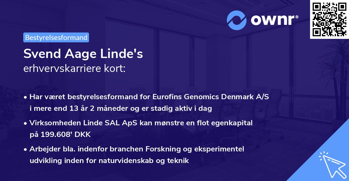 Svend Aage Linde's erhvervskarriere kort