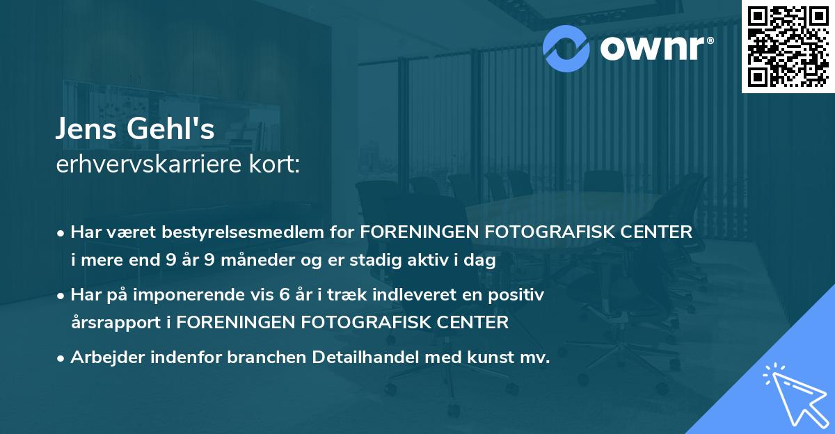 Jens Gehl's erhvervskarriere kort