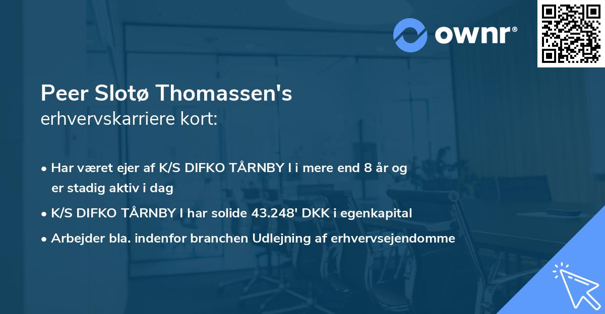 Peer Slotø Thomassen's erhvervskarriere kort