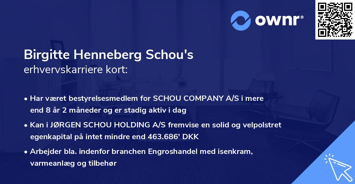 Birgitte Henneberg Schou's erhvervskarriere kort