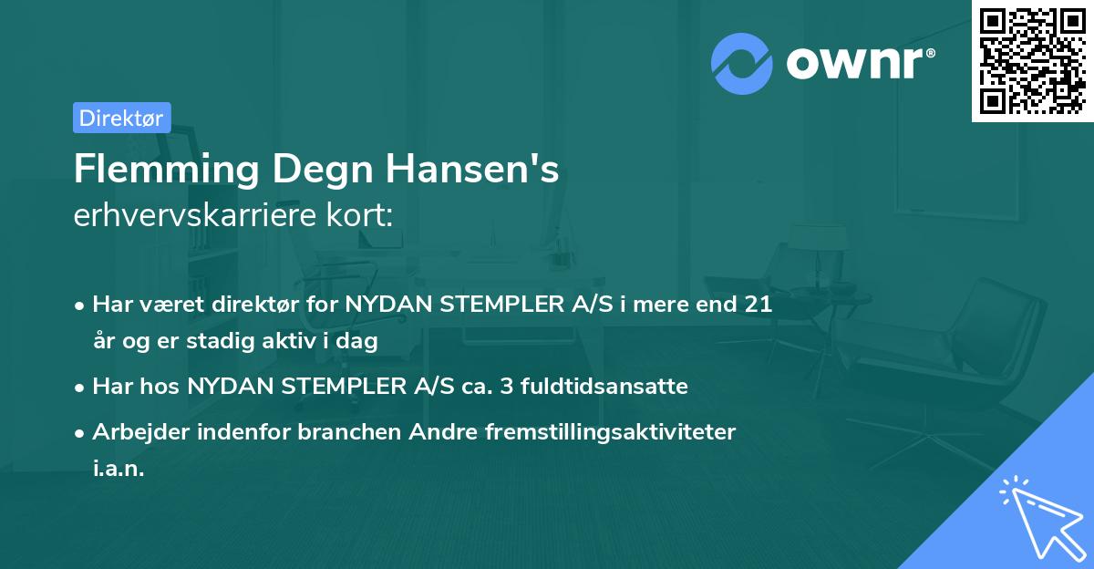 Flemming Degn Hansen's erhvervskarriere kort