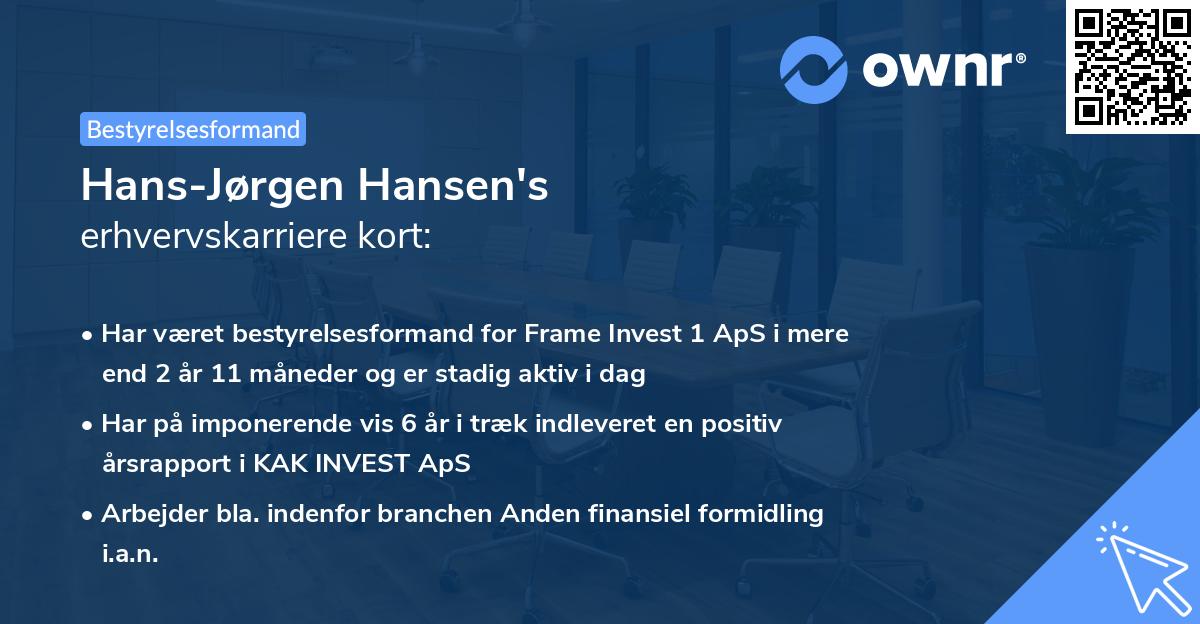 Hans-Jørgen Hansen's erhvervskarriere kort