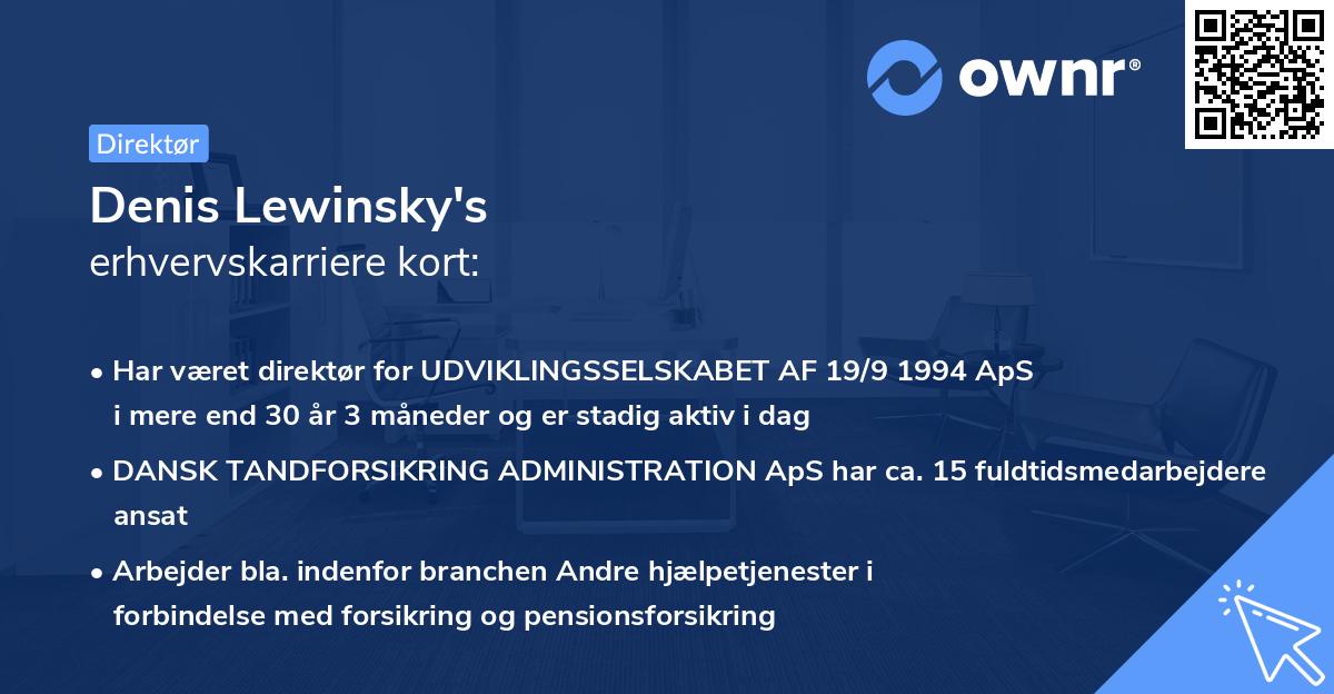 Denis Lewinsky's erhvervskarriere kort