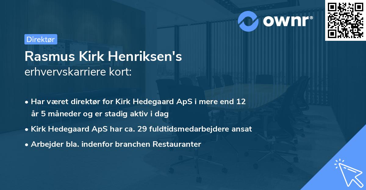 Rasmus Kirk Henriksen's erhvervskarriere kort