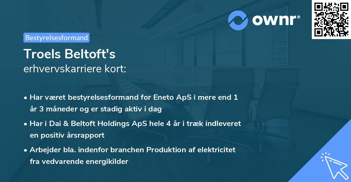 Troels Beltoft's erhvervskarriere kort