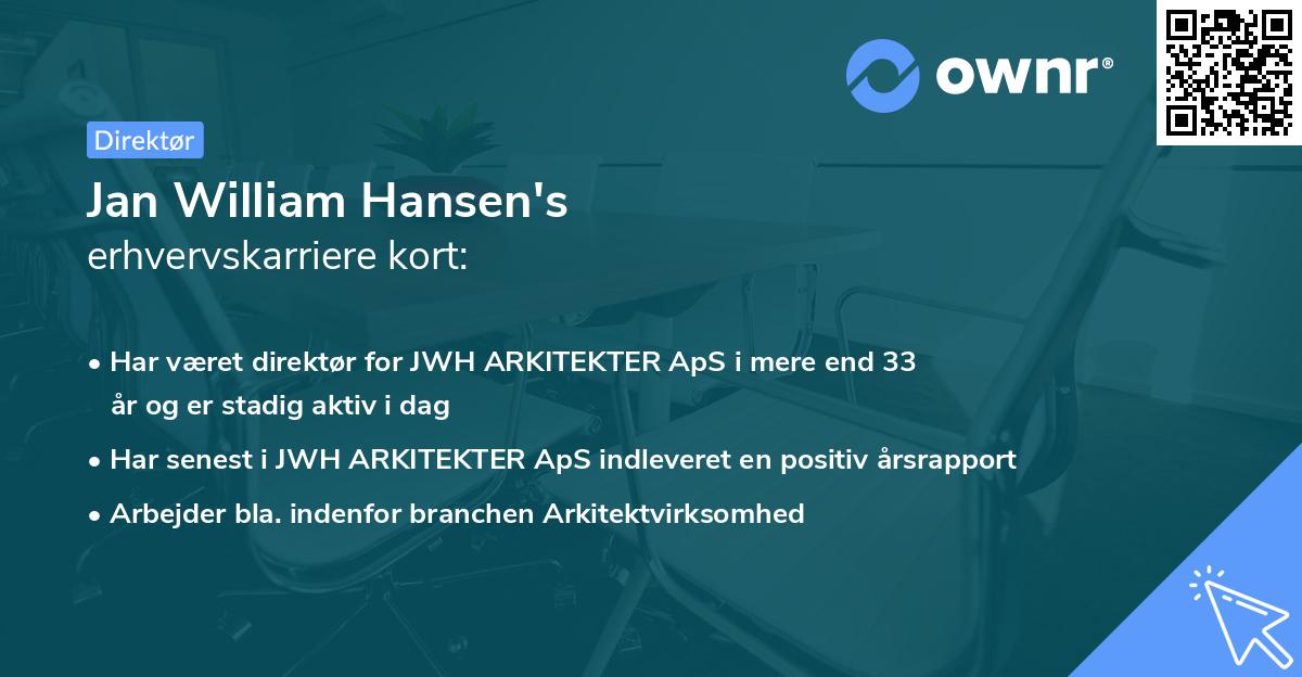 Jan William Hansen's erhvervskarriere kort