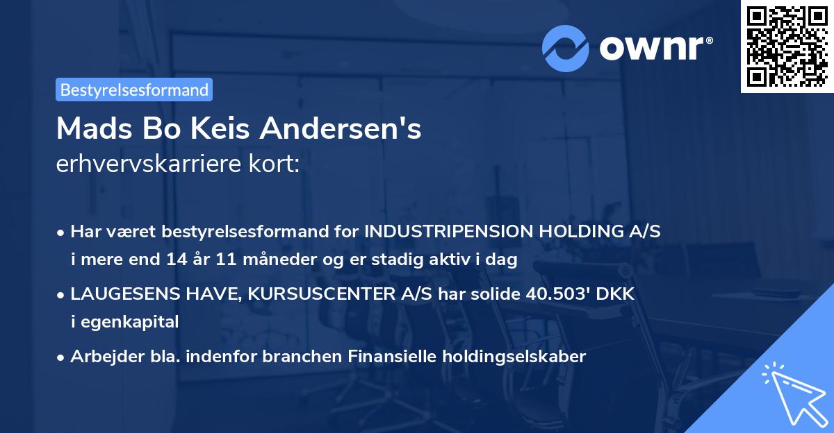 Mads Bo Keis Andersen's erhvervskarriere kort