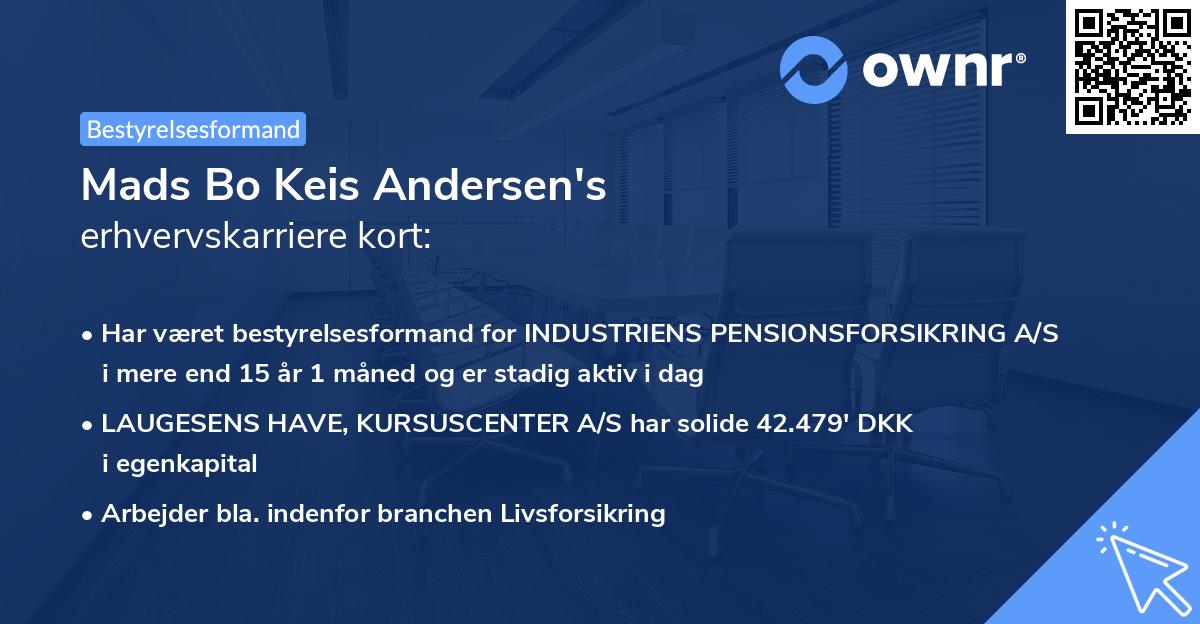 Mads Bo Keis Andersen's erhvervskarriere kort